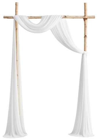 FRUHLING Bröllopsbåge tyg vit hängande frihandsdekoration av transparent voile 160 x 600 cm bröllopsgardin för arbor bröllop målbåge ceremoni party dekor