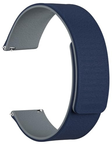 WOCCI 22mm Correa de Reloj Magnética, Silicona de Grano de Madera, Liberación Rápida (Azul Marino+Gris)