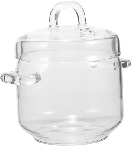 SAFIGLE Pentola in Vetro Per Stufati Resistente Al Calore Pentola Da Cucina Con Coperchio Design Ergonomico Con Manici Multiuso Per Cucinare Zuppe Noodles e Verdure