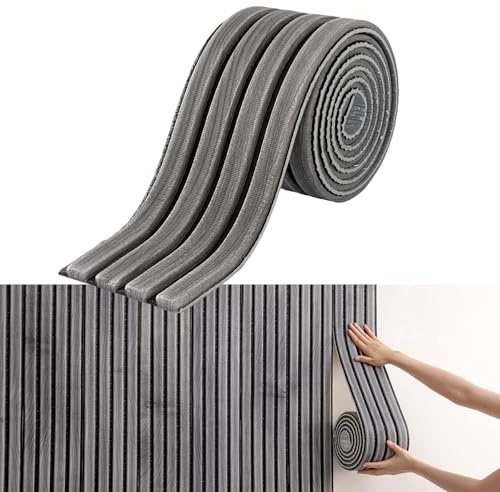 Inscrip Gepolsterte Wandpaneele, 11mm Dick Antikollision Selbstklebend Wandkissen, 3D Weiches Schaumstoffkissenr, Wandkantenstoßstangenschutz, Wand Selbstklebend Wandschutz, 16 cmx2.8 m (Dunkelgrau)