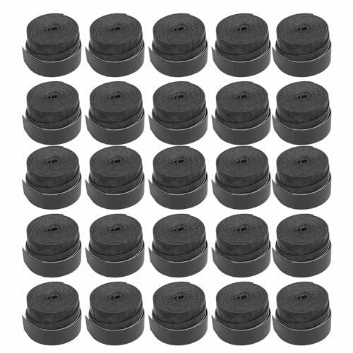 MEMEWOCA 25 Pezzi Nastro per Impugnatura di Racchette da Tennis, overgrip Super assorbenti e Antiscivolo per Racchette da Tennis, Badminton e Squash e per canne da Pesca in Materiale PU di (Nera)