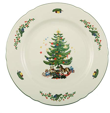 Seltmann 001.290870 Traditional Porzellan Frühstücksteller, Rund mit Relief, Marieluise Elfenbein Dekor, Grün, 20cm Durchmesser