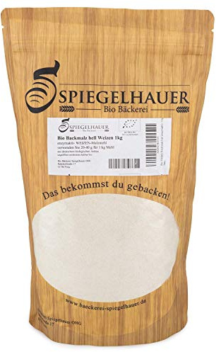 Bäckerei Spiegelhauer Bio Weizenbackmalz hell I 1 kg I enzymaktiv I ohne Zusätze I für Brötchen & Brot