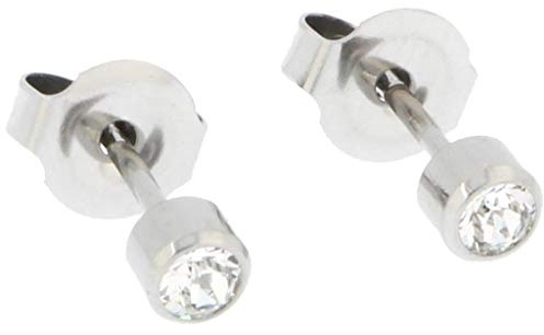 Erste Ohrstecker aus sterilem Chirurgenstahl mit klarem Stein, Edelstahl, kein Edelstein
