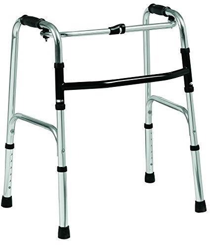 Folding Lightweight Aluminium Walking Zimmer Frame Walker - Adjustable Height - Simple one Button Folding Mechanism