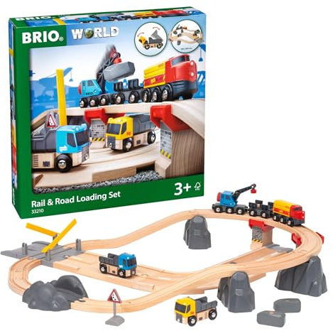 BRIO - Set Cantera Ferrocarril y Carretera, Ferrocarriles, Set de Construcción de Madera, Tren Juguete, Juguetes Niños 3 Años o más, Juegos Educativos 3 Años