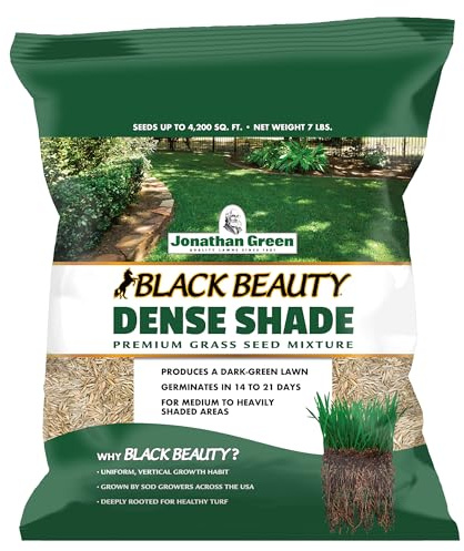 Jonathan Green (10620) Black Beauty - Semilla de césped densa para sombra - Semilla de césped de temporada fría (7 libras)