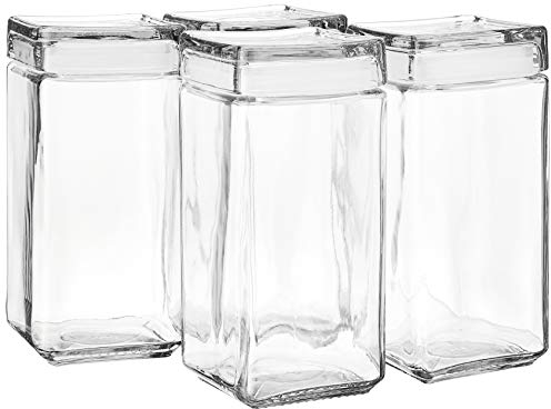 Anchor Hocking 2-Quart Stackable Jars with Glass Lids, Set of 4