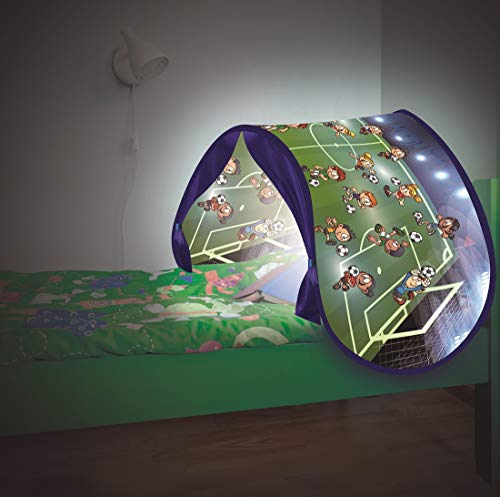 Betttunnel Sleepfun Tent Bettzelt (1-St), Pop Up Zelt, mit Leselampe und Aufbewahrungstasche 70x200cm, Fußball (grün)