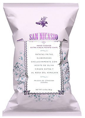 San Nicasio - Patatas fritas gourmet con sal rosa del Himalaya | Pack 14 bolsas de 150 g | Elaboradas con aceite de oliva virgen extra | Crujientes, naturales y de sabor Intenso | Snack premium