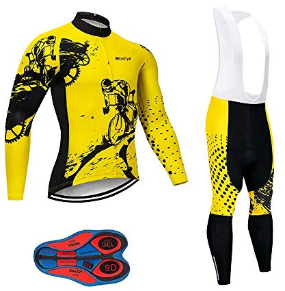 MOXILYN Men's Quick-Dry Cycling Jersey Set Road Bike Bicycle Shirt + Bib Pants with 9D Gel Padded MTB Riding Clothing kit
