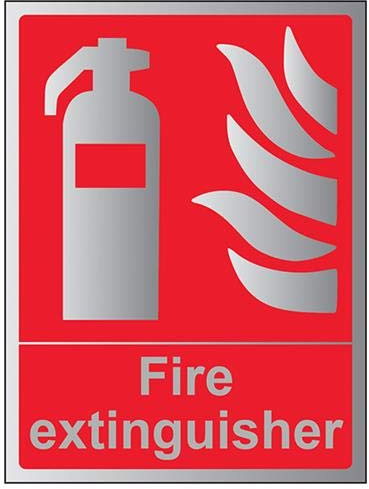 V Safety Fire Equipment-Fire Extinguisher Sign - 150mm x 200mm - Self Adhesive Alu Effect
