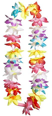 Boland 52235 - Hawaiikette Sommer-Flash mit LED-Leuchten, Halskette mit Blüten und Beleuchtung, Länge 50 cm, Strand, Sommer, Garten, Kostüm, Karneval, Mottoparty