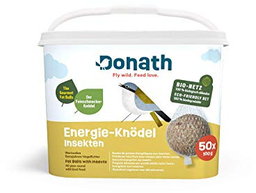 Donath gnocco energetico con insetti per cince buongustai, in rete BIO – 100g l’uno – pregiato cibo per uccelli selvatici adatto tutto l’anno - dalla nostra manifattura nel sud della Germania