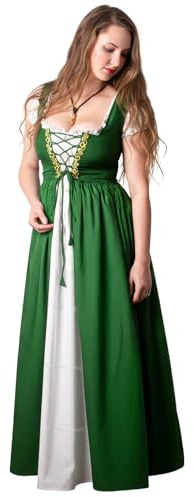 Mythrojan traditionell irländsk keltisk klänning: Chemise och överklänning medeltida renässansdräkt SCA LARP