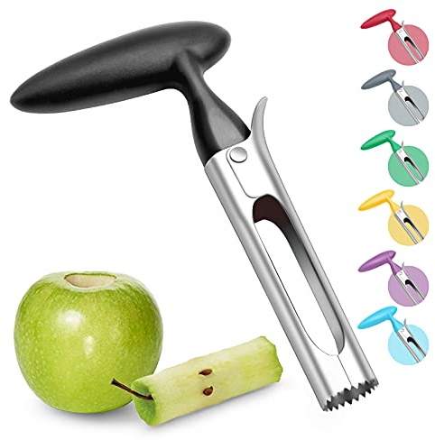 Asdirne Apple Corer, Apple Corer Remover with ABS Handle and Serrated Stainless Steel Blade, Black