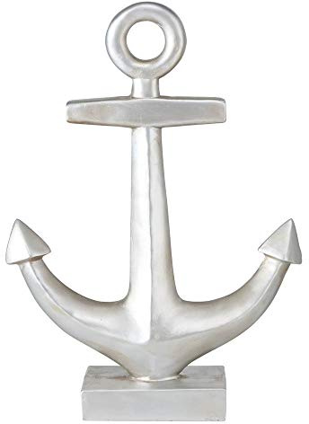 BOLTZE Anker Port Louis Silber H40cm aus Kunstharz Dekoanker Maritime Deko