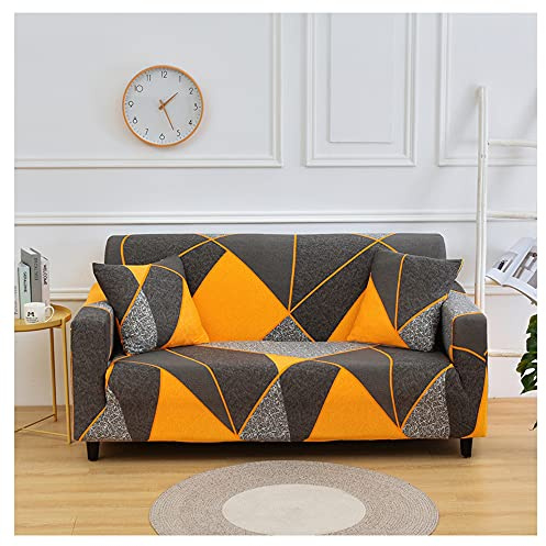 Hggzeg Sofa Cover, High Stretch Elastic Fabric 1 2 3 Seater Sofa Slipcover Chair Printed Couch Cover Non Slip Furniture Protector Cover, Machine Washable (3 Seater,Geometric)