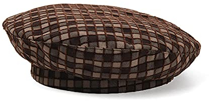 WQZYY&ASDCD Barett Cap Baskenmütze Schirmmütze Literarische Retro Karierte Baskenmütze Damen Flat Top Casual Hut-Kaffee_M (56-58Cm)