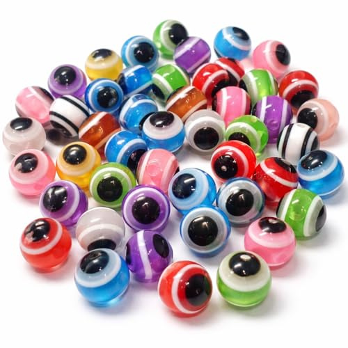 Nazar Boncugu - Juego de 100 Cuentas de Ojo de Boese Redondas de 6 mm, Color Mezclado, Ojo Azul, Amuleto Turco de la Suerte, Decorativo