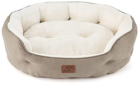 Bedsure Letto per Cani Piccoli Lavabile - Letti Grandi per Gatti da Interno e Cuccioli, Letto Rotondo per Cani di Media Taglia con Fondo Antiscivolo, cammello, 63 x 53 x 20 cm