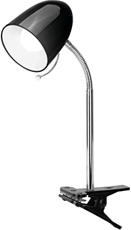 Schreibtischlampe Tischleuchte Leselampe Klemmleuchte Nachttischleuchte Retro aus Metall mit Schwanenhals, schwenkbar, mit Schnurschalter, Fassung E27 (ohne Leuchtmittel, Klemmleuchte schwarz)