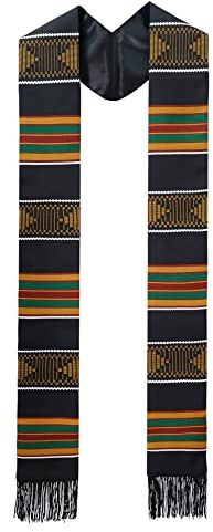 SAMDEEMI Kente Graduation Stole Sash with Black Tassel, 72 long