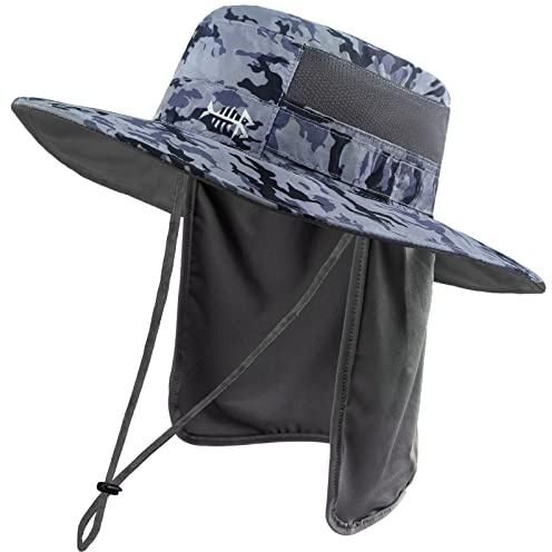 Bassdash Sonnenhut Fischerhut Bucket Hut UPF 50+ UV-Schutz Wasserdichter taktischer Angelhut mit breiter Krempe Einstellbare Größe mit Abnehmbarer Halsklappe für Männer und Frauen