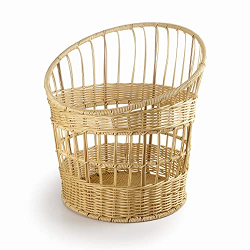 LACOR Baguette Panera, Panera per Conservare il Pane, Cestino con Aspetto di Vimini, Polipropilene con Rinforzo in Acciaio Inox, 32x42 cm, Marrone Chiaro, 63492