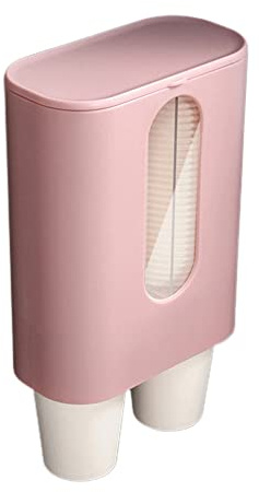 Chonor Dispenser di Tazze di Carta, Design a Doppio Antipolvere Trasparente Portabicchieri di Distributori d'Acqua, per Bicchieri di Plastica, Bicchieri di Carta e Coni di Carta ecc(Rosa)