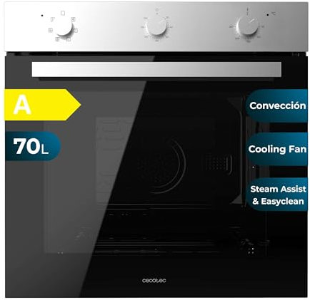 Cecotec Horno Integrable Multifunción 70L Bolero Hexa M236000 Inox Time. 2800W, 6 Funciones, Temporizador, Steam Base XXL, Steam Assist, Steam EasyClean, Cooling Fan, Modo Defrost, Eco, Convección