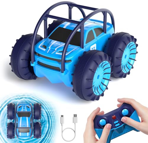 ifollower Direktladung Ferngesteuertes Auto, 15km/h 4WD Amphibienfahrzeug Stunt Auto, 2.4GHZ 360° Drehung Buntem LED-Licht Monstertruck Offroad Spielzeug, Geschenke für Kinder ab 3 Jahre