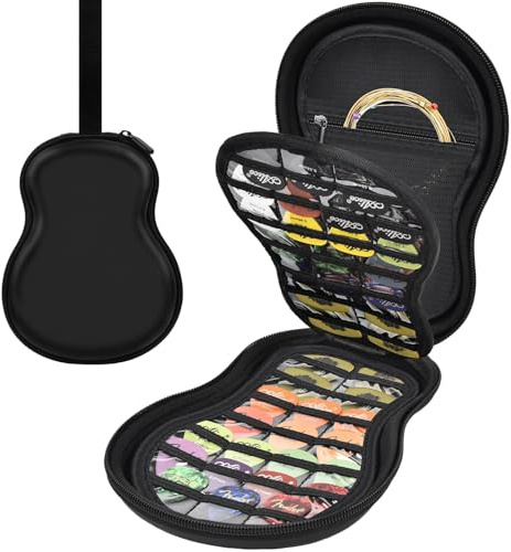 ANKHOH Guitar Pick Holder Case for Fender/for Acoustic/for ChromaCast/for D'Addario/for JIM DUNLOP/for Bolopick/for UNLP MUSICAL INSTRUMENT, 63+ All Size Plectrums Storage Picks Pouch Box, Bag Only
