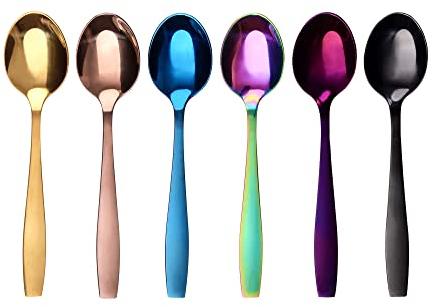 GRÄWE Kaffeelöffel aus Edelstahl, 6er Pack, handpoliert, spülmaschinengeeignet, bunt - Serie Königstein