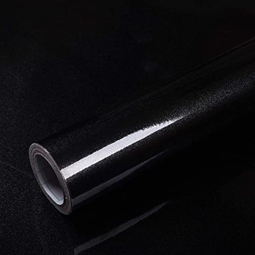 Mercoy 40cmx300cm Klebefolie Möbel Selbstklebende Folie für Möbel Schwarz Glitzer Tapete Möbelfolie Wasserdichtes Selbstklebende Tapete DIY Dekorativ Küche Schränke Schwarz Hochglanz Möbelaufkleber