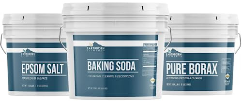 Earthborn Elements Baking Soda, Borax, and Epsom Salt Bundle, Various Sizes, Resealable Buckets, Cleaning & All-Natural