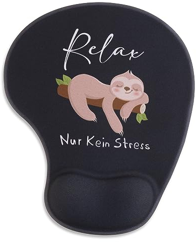 BHGT Mauspad mit Gelkissen Nur Kein Stress Motiv Mousepad mit Handauflage Handgelenkauflage Abschiedsgeschenk Ruhestand Rente Rentner Kollegen Geschenk zum Rentenbeginn für Männer Frauen