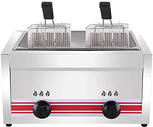 CGLYYDS Friteuse à gaz Professionnelle GPL, friteuse Commerciale en Acier Inoxydable avec paniers et couvercles de friteuse, pour la Cuisine à Domicile de Restaurant Commercial,SingleCylinder20L