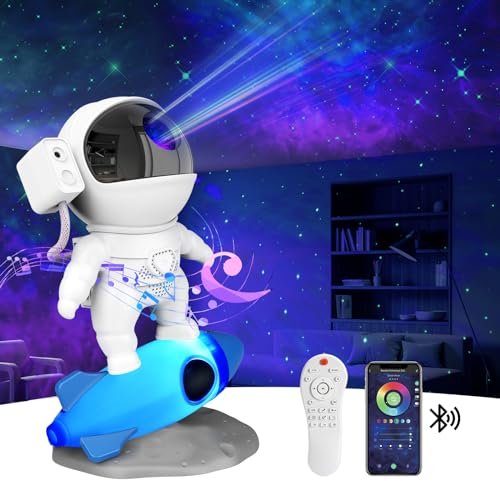 SUPPOU Astronaut Galaxy Projector, Star Projector with Speaker, 4K HD Smart Night Light Kids with RGB Adjustment/White Noise/Bluetooth/Timer /Play Music, Christmas, Birthday Gifts, Room Decor
