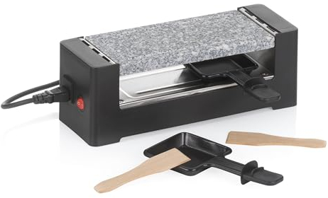 kela Mini Raclette avec plateau en granit, Raclette 2 personnes TOMÜL, acier à revêtement antiadhésif, pierre chaude, 400 watts, Raclette 1 personne