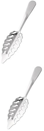 PRETYZOOM 2piezas Cucharón De Acero Inoxidable Para Filtrar Azúcar y Hielo Cucharilla De Bar Diseño Elegante y Precisos Para Cocteles Utensilio De Cocina Para Hogar y Restaurantes