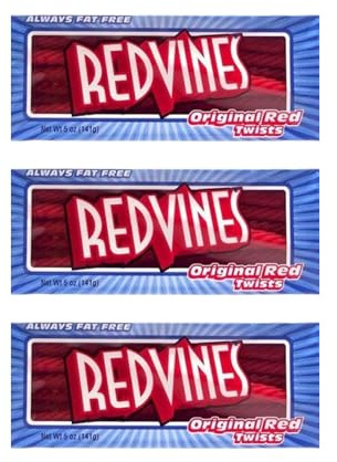Red Vines Original Red Twists 5 oz, 141g, 3 Pack, Red Liquorice Red Sweets Liquorice Sticks Retro Sweets Liquorice Sweets Liquorice Sticks Candy Sticks Sweets Bulk Sweet Cart Gummy Sweets (Pack of 3)