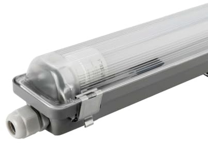 Ledvion pantalla estanca 60cm 7W 160lm/W 6500K IP65 con tubo | Starter LED incluido para sustitucion rapida en garaje taller y sotano