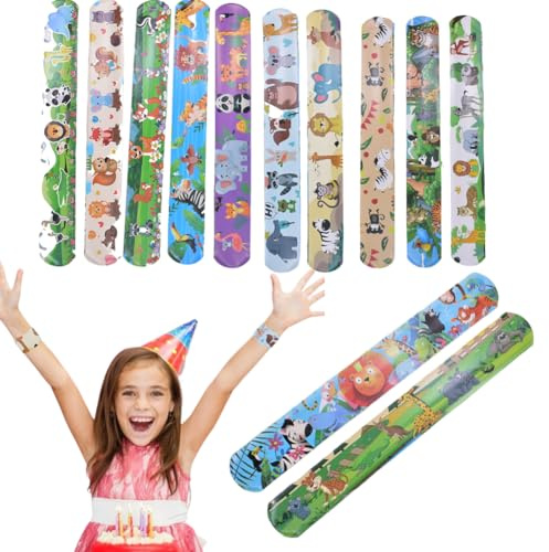 24PCS Pulseras Slap Bracelets Forest Animal Niños,Forest Animal Pulsera Bofetada,Pulsera Bofetada Pulseras De Juguete Banda De Pulsera Niñas Fiesta Cumpleaños De Infantil Rellenos De Bolsa De Fiesta P