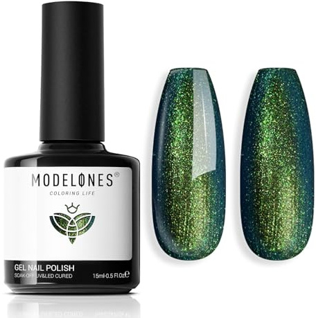 modelones UV Nagellack Grüne, 15 ML Gellack Chameleon Hot Grüne Gel Nagellack, Soak Off Langlebige Maniküre Uv Lack Salon Heimgebrauch Nail Art DIY