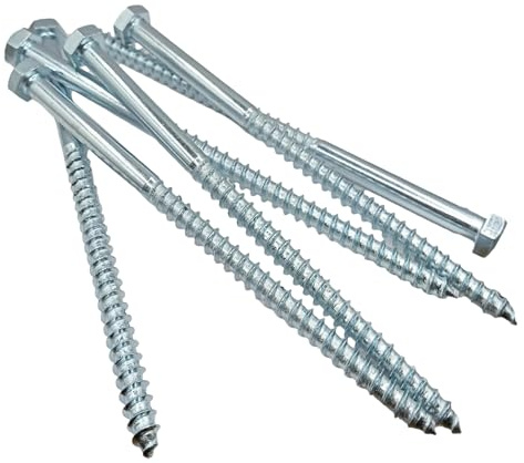 M8 x 150mm Coach Screws Zinc Plated Half Thread Coach Bolts, 4 Pack | Sleeper Screws, Hex Head Timber Screws, Lag Bolts for Decking Fence Framing, M8 Wood Screws 150mm, Heavy Duty Outdoor Fixing