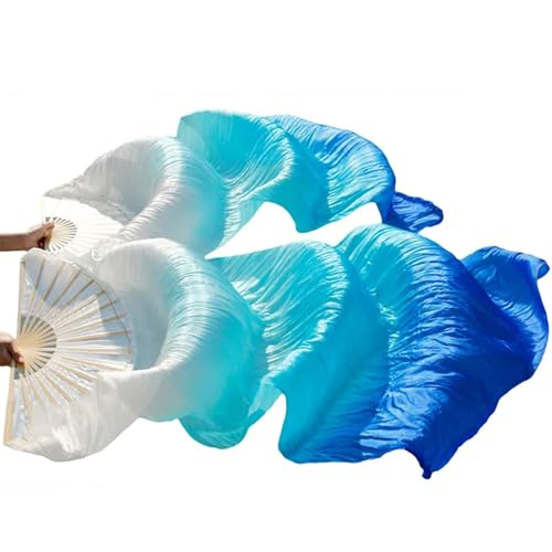 LPHFDCS Bauchtanz Seide FäCher Bauchtanz-Fächer aus Seide, Viskose, echte Seidenschleier, 1 Stück for die Linke Hand + 1 Stück for die rechte Hand Bauchtanz-Fan(Color21,120cm Imitation Silk)