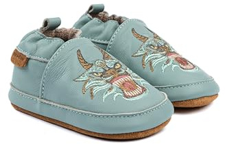 Mikk-line Zapatos de bebé para gatear – Zapatos de piel suave para aprender a caminar con suela de ante antideslizante – Pantuflas estampadas con motivos de animales y forro de lino para niños y niñas