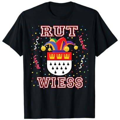 Köln Rut und Wiess Rot Weiss Karnevalskostüm Clown Kostüm T-Shirt