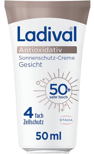 Ladival Antioxidativ Sonnencreme Gesicht LSF 50, Mit Vitamin C & E, 50ml | 4-fach Zellschutz, mit Anti-Pollution-Komplex, schützt vor Umweltbelastungen, nicht komedogen, schweißresistent